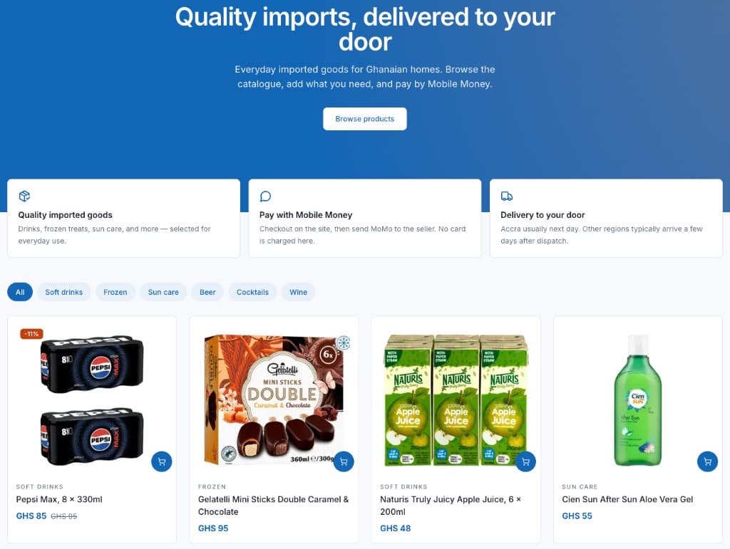 Imports storefront preview