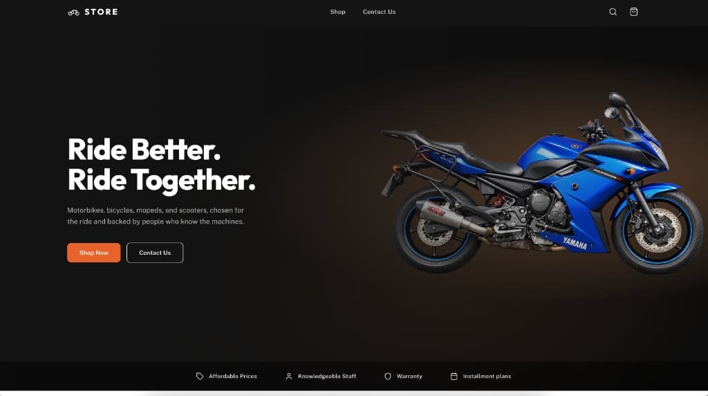 Ride storefront preview